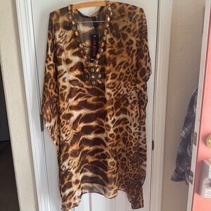 NWT La Moda animal print swim coverup - one size